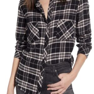 Rails Black and Peach Plaid Flannel